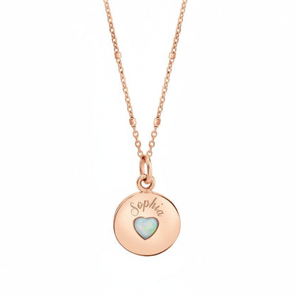 Opal Heart Name Medallion - Lotus Diamond