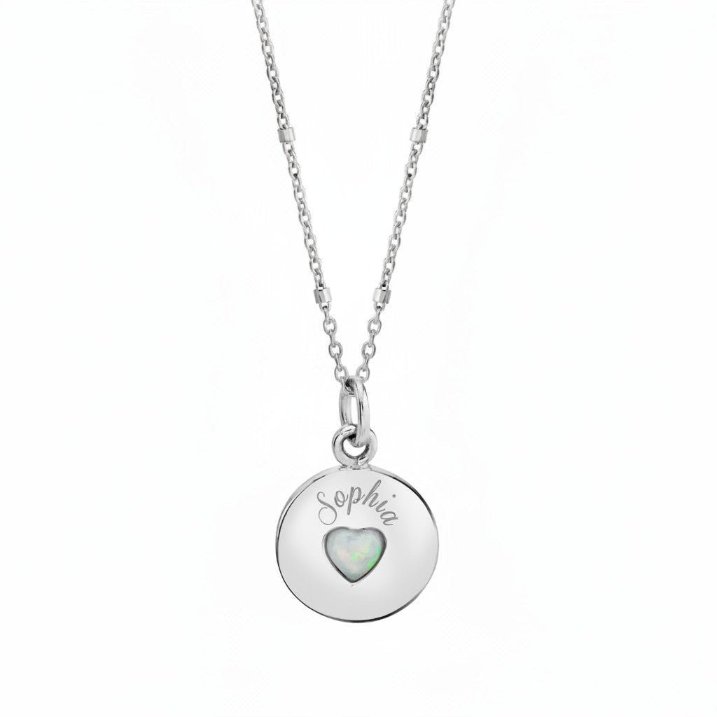 Opal Heart Name Medallion - Lotus Diamond