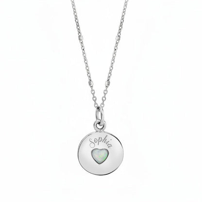 Opal Heart Name Medallion - Lotus Diamond