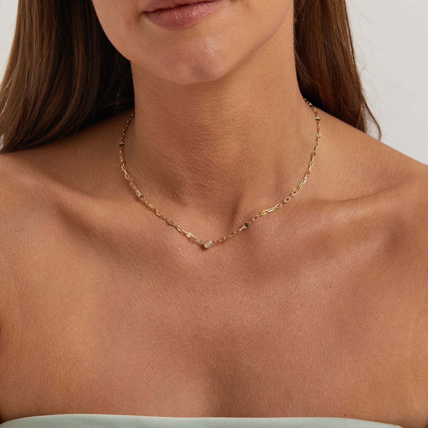 Opal Solitaire Sequin Necklace - Lotus Diamond