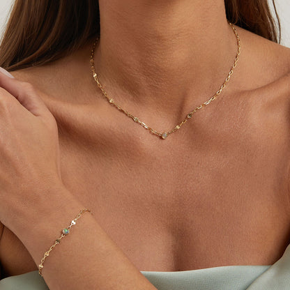Opal Solitaire Sequin Necklace - Lotus Diamond