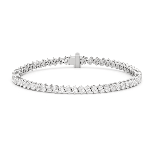 Oval and Emerald Herringbone Tennis Bracelet - Lotus Diamond