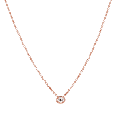 Oval Diamond Solitaire Necklace - Lotus Diamond