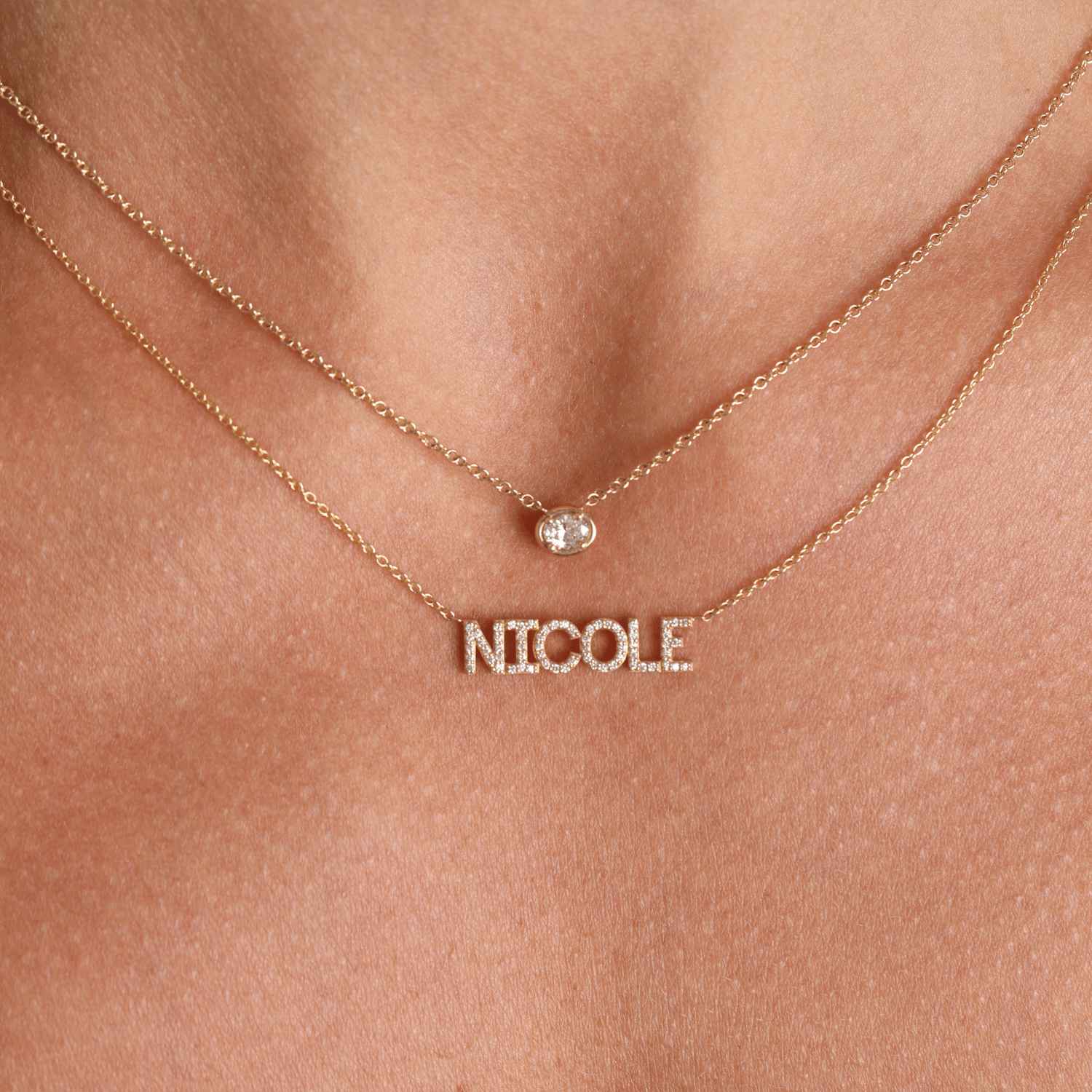 Oval Diamond Solitaire Necklace - Lotus Diamond