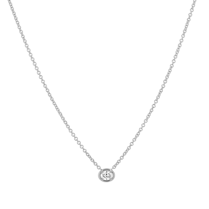 Oval Diamond Solitaire Necklace - Lotus Diamond