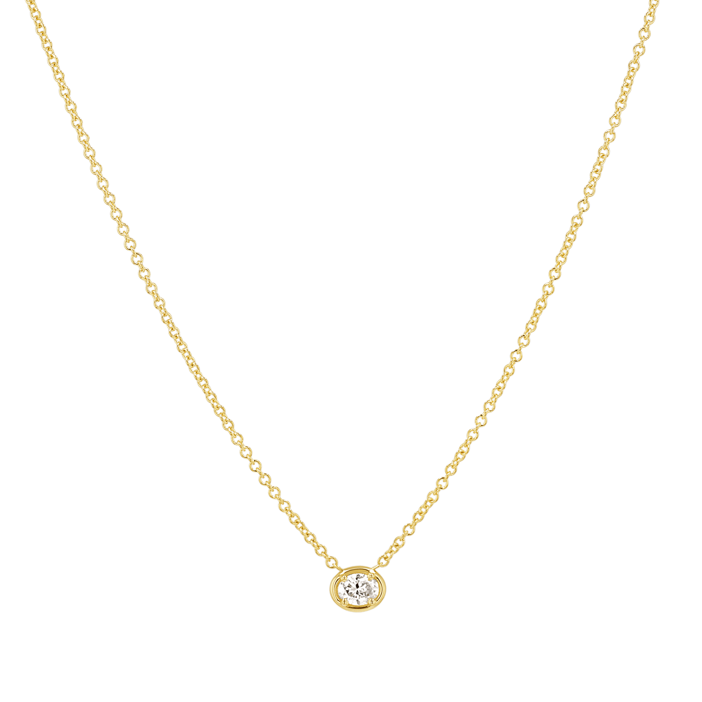 Oval Diamond Solitaire Necklace - Lotus Diamond