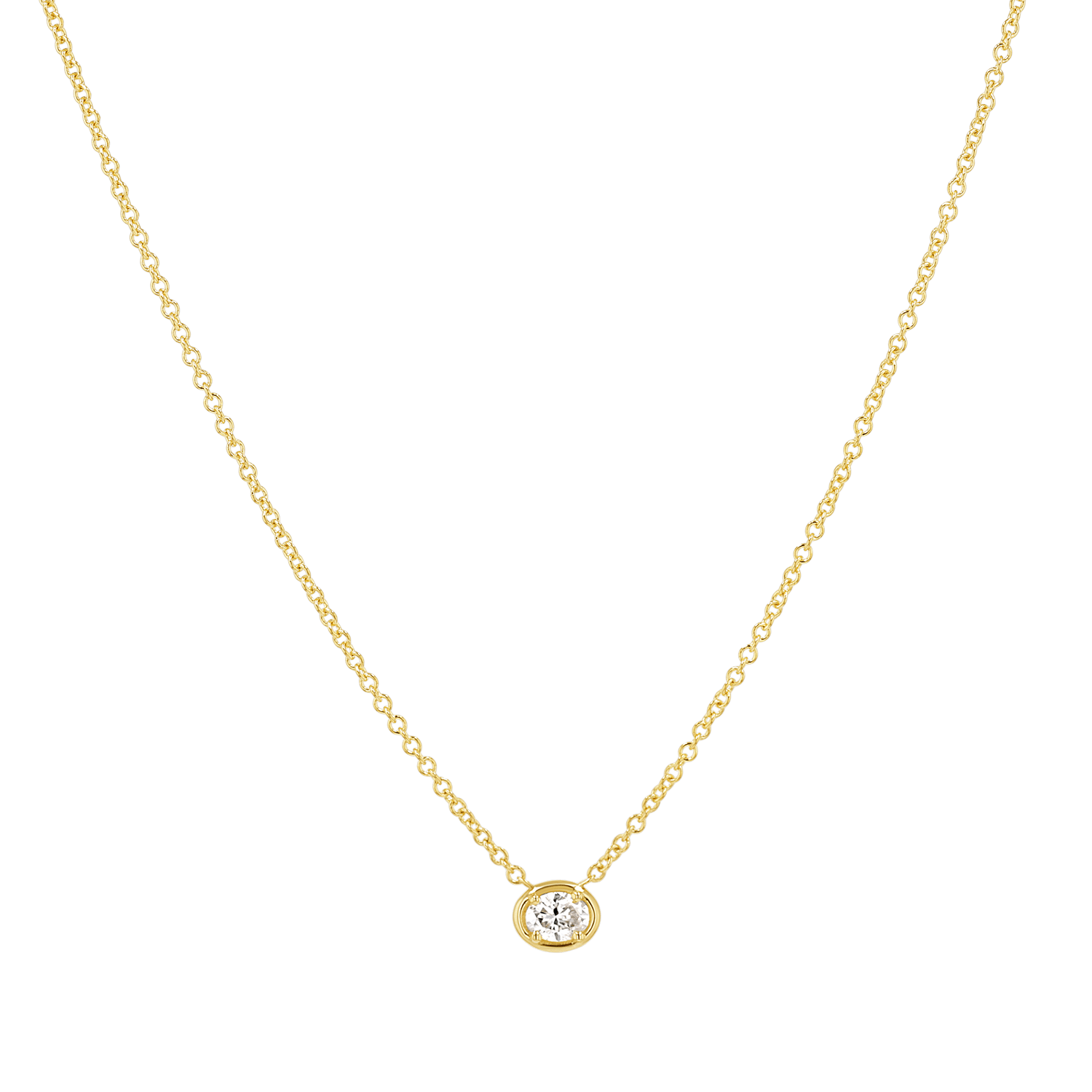 Oval Diamond Solitaire Necklace - Lotus Diamond