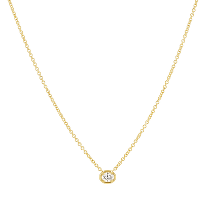 Oval Diamond Solitaire Necklace - Lotus Diamond