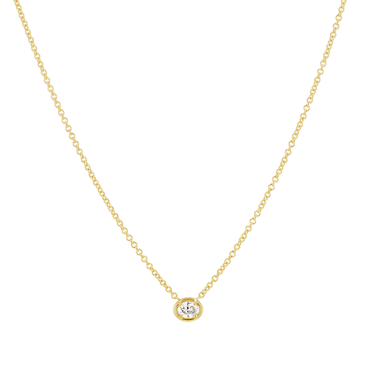 Oval Diamond Solitaire Necklace - Lotus Diamond