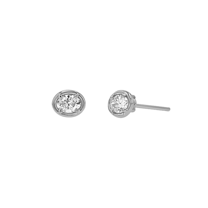 Oval Diamond Stud Earrings - Lotus Diamond