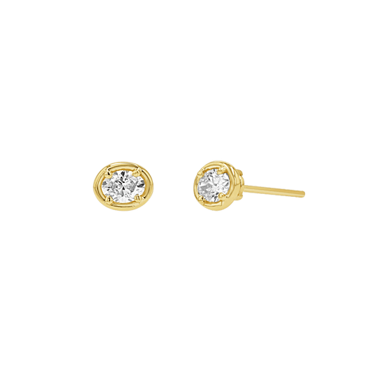 Oval Diamond Stud Earrings - Lotus Diamond