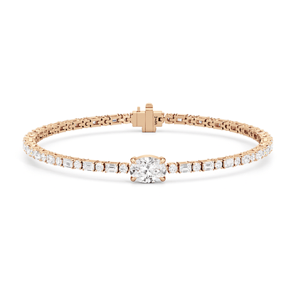 Oval with Trailing Round and Emeralds Tennis Bracelet - Lotus Diamond