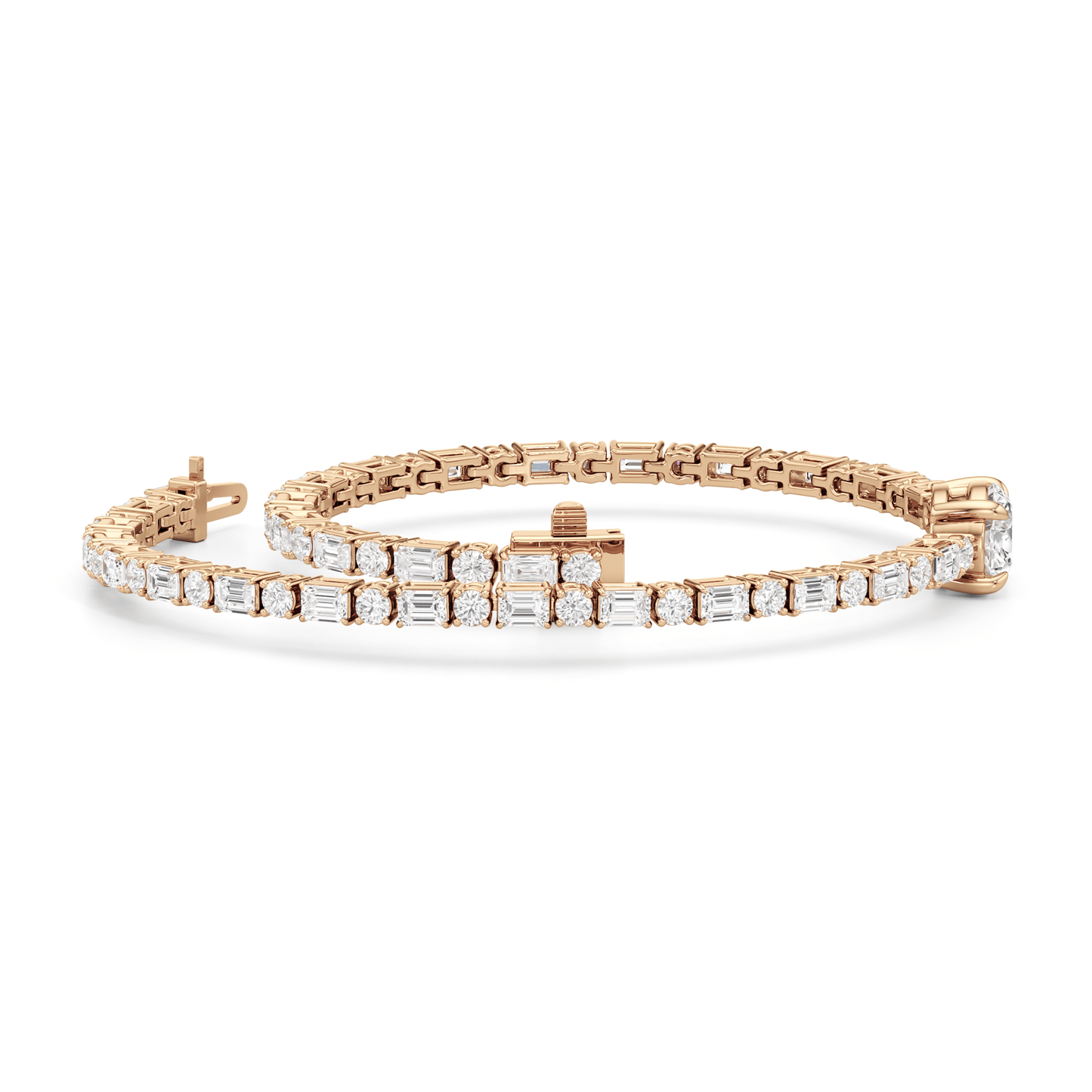 Oval with Trailing Round and Emeralds Tennis Bracelet - Lotus Diamond
