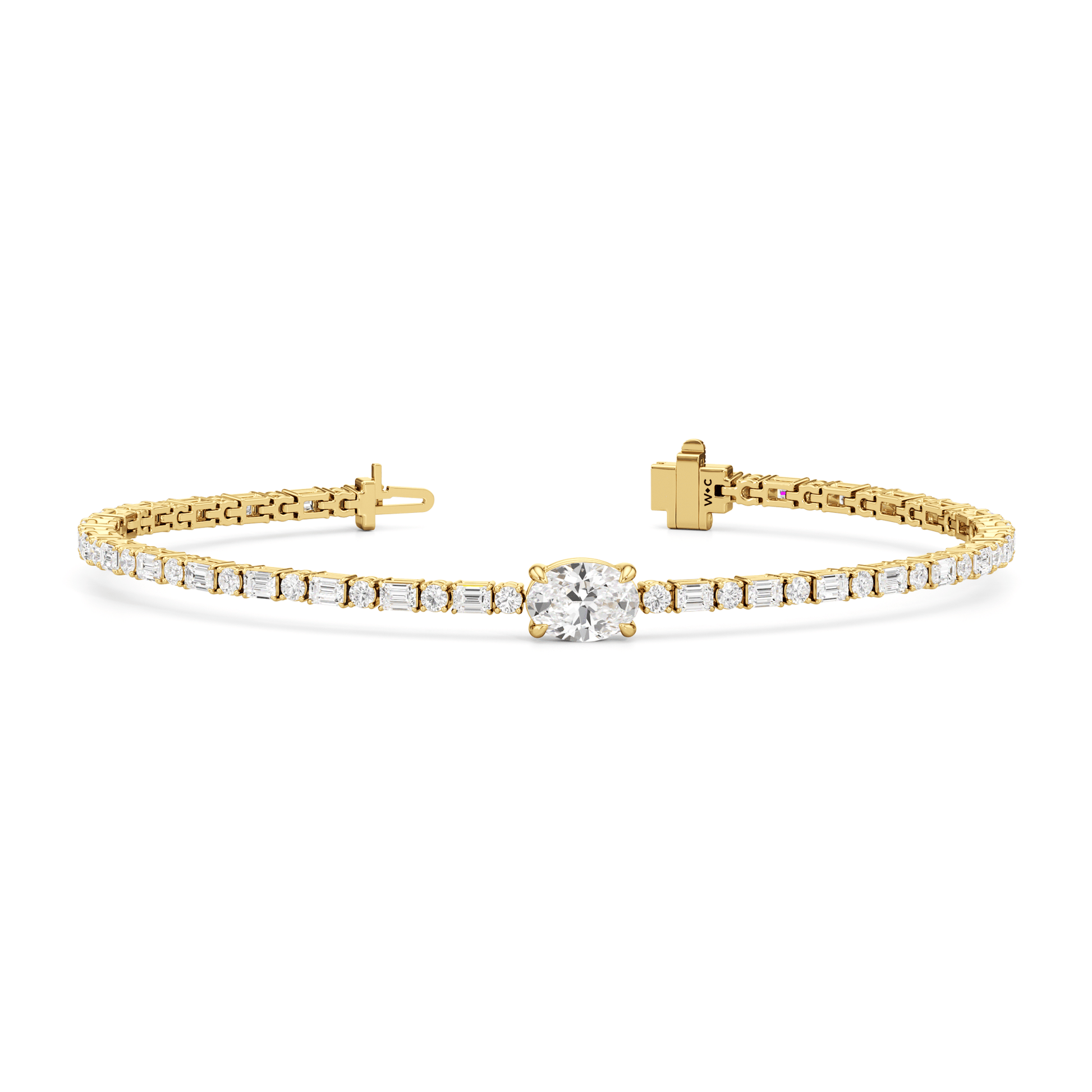 Oval with Trailing Round and Emeralds Tennis Bracelet - Lotus Diamond