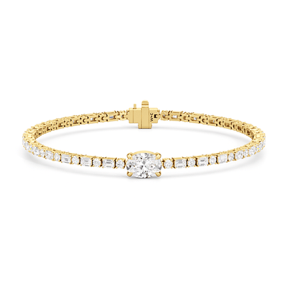 Oval with Trailing Round and Emeralds Tennis Bracelet - Lotus Diamond