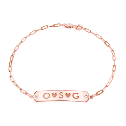 Paper Clip Chain Diamond ID Bracelet - Lotus Diamond