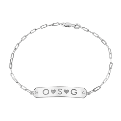 Paper Clip Chain Diamond ID Bracelet - Lotus Diamond