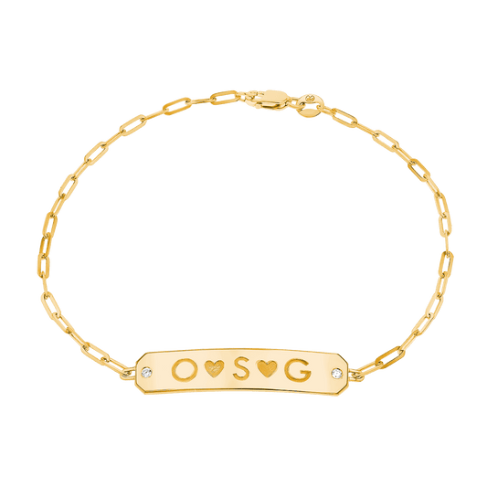 Paper Clip Chain Diamond ID Bracelet - Lotus Diamond
