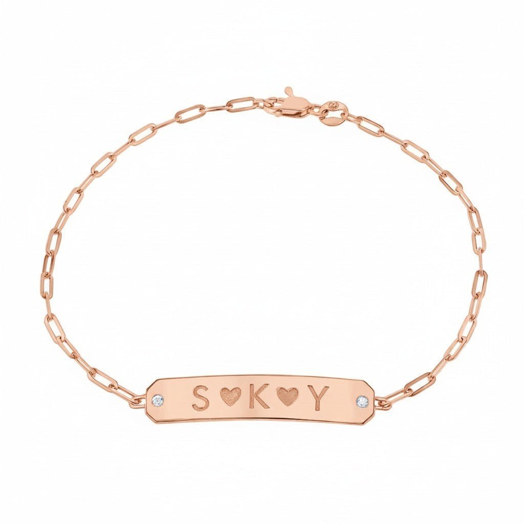Paper Clip Chain Diamond ID Bracelet - Lotus Diamond