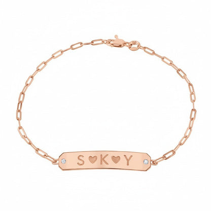 Paper Clip Chain Diamond ID Bracelet - Lotus Diamond
