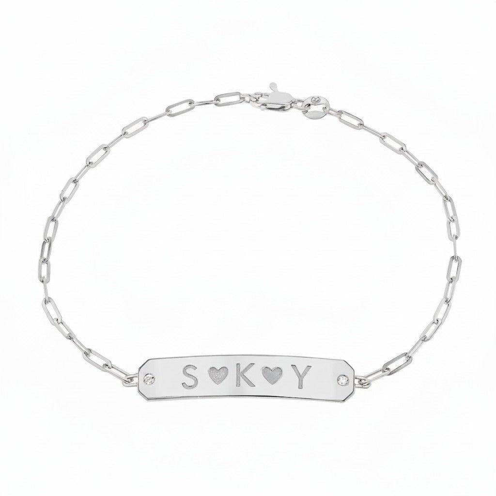 Paper Clip Chain Diamond ID Bracelet - Lotus Diamond
