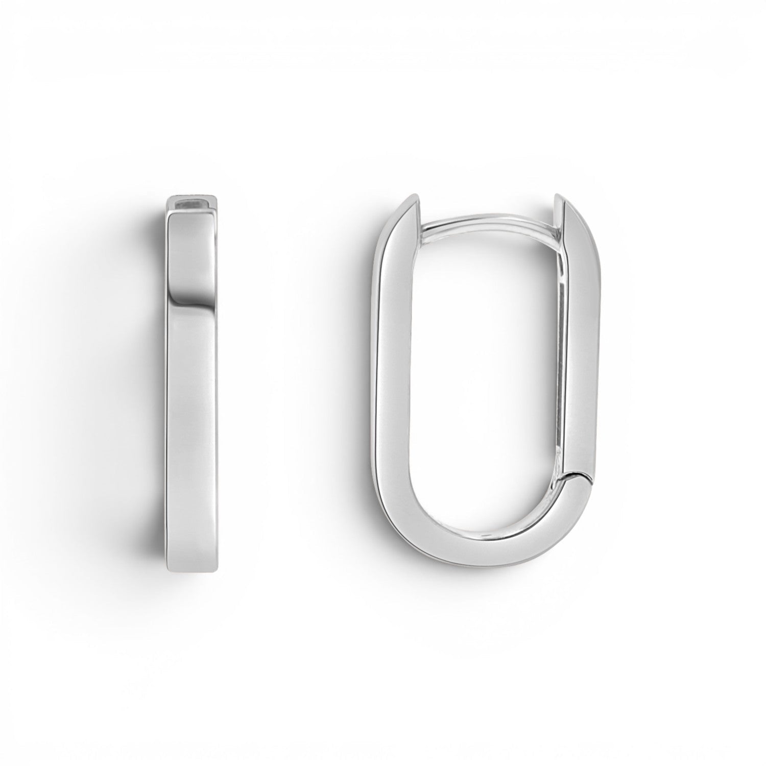 Paper Clip Huggie Hoop Earrings - Lotus Diamond