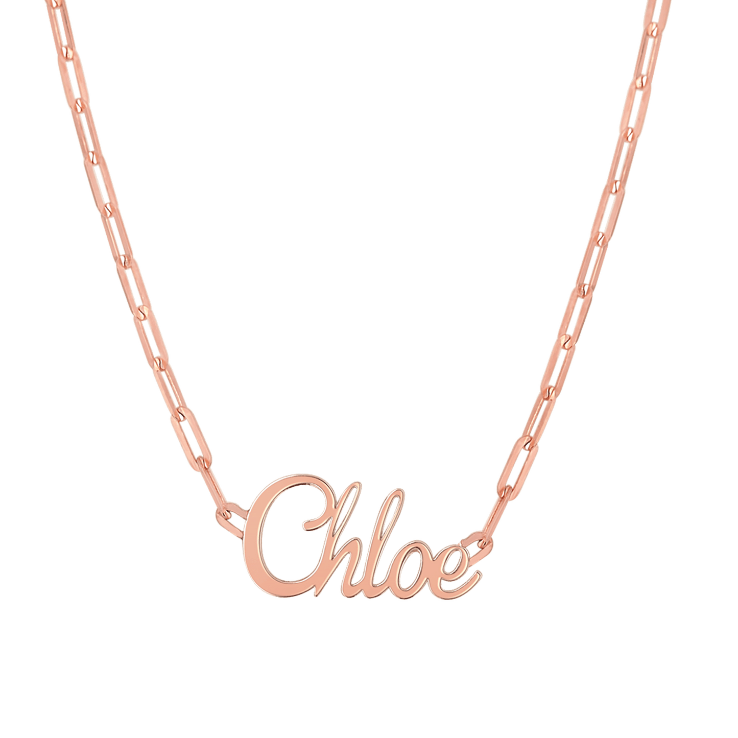Paper Clip Script Diamond Name Necklace - Lotus Diamond