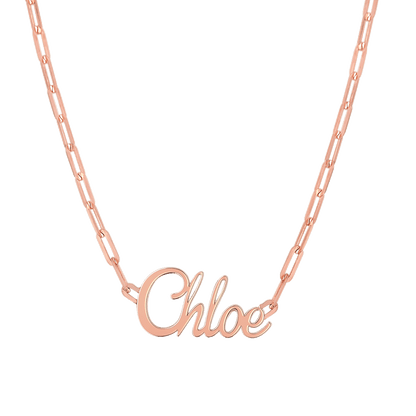 Paper Clip Script Diamond Name Necklace - Lotus Diamond