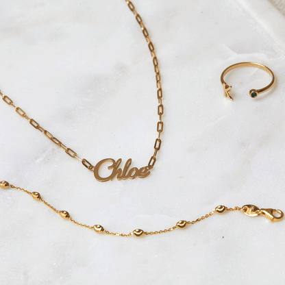 Paper Clip Script Diamond Name Necklace - Lotus Diamond