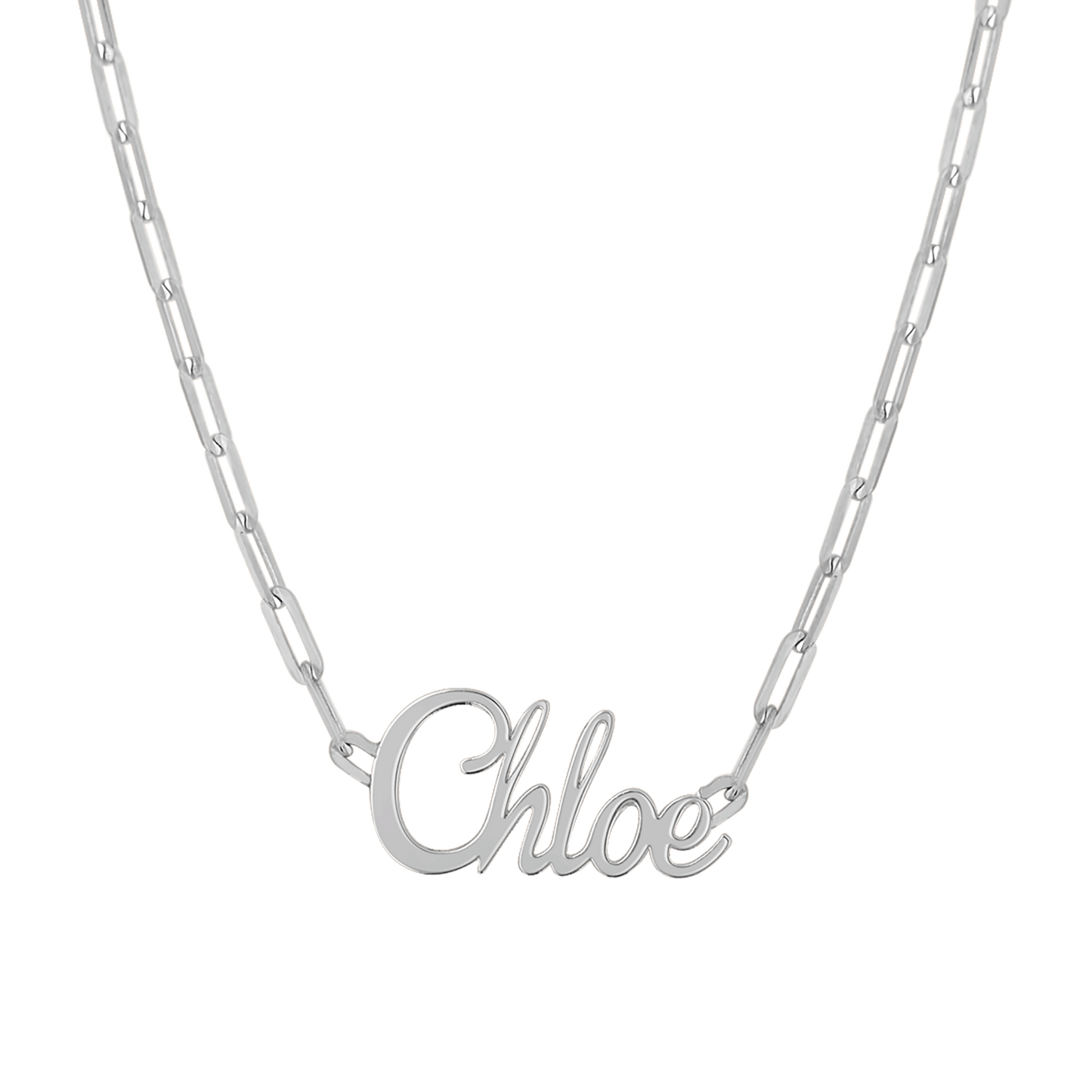 Paper Clip Script Diamond Name Necklace - Lotus Diamond