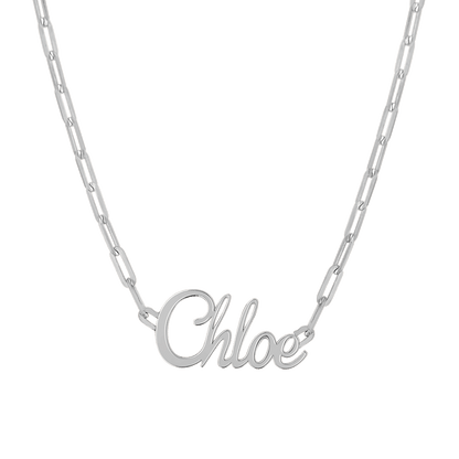 Paper Clip Script Diamond Name Necklace - Lotus Diamond