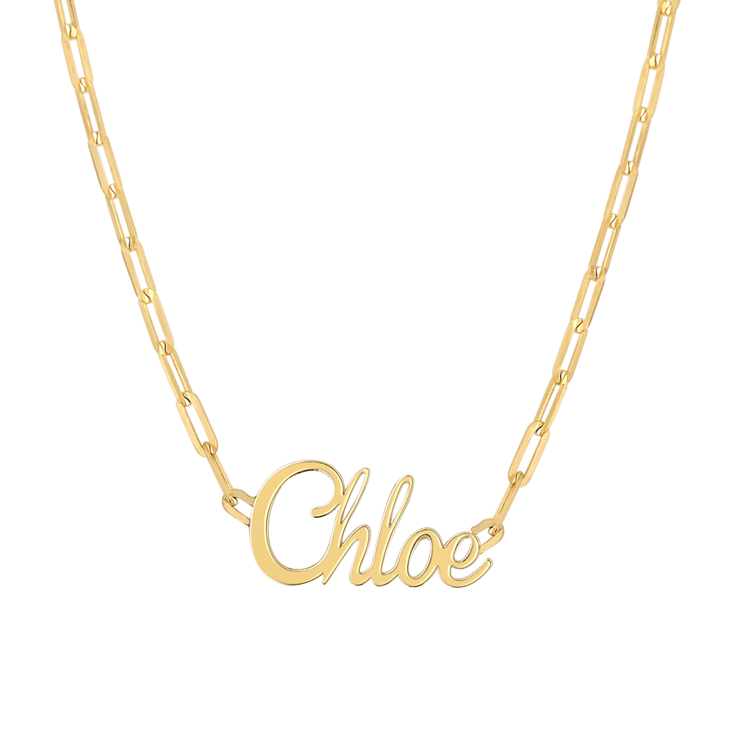 Paper Clip Script Diamond Name Necklace - Lotus Diamond
