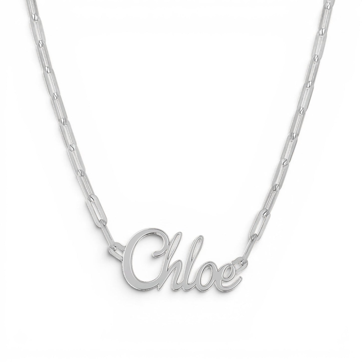 Paper Clip Script Diamond Name Necklace - Lotus Diamond
