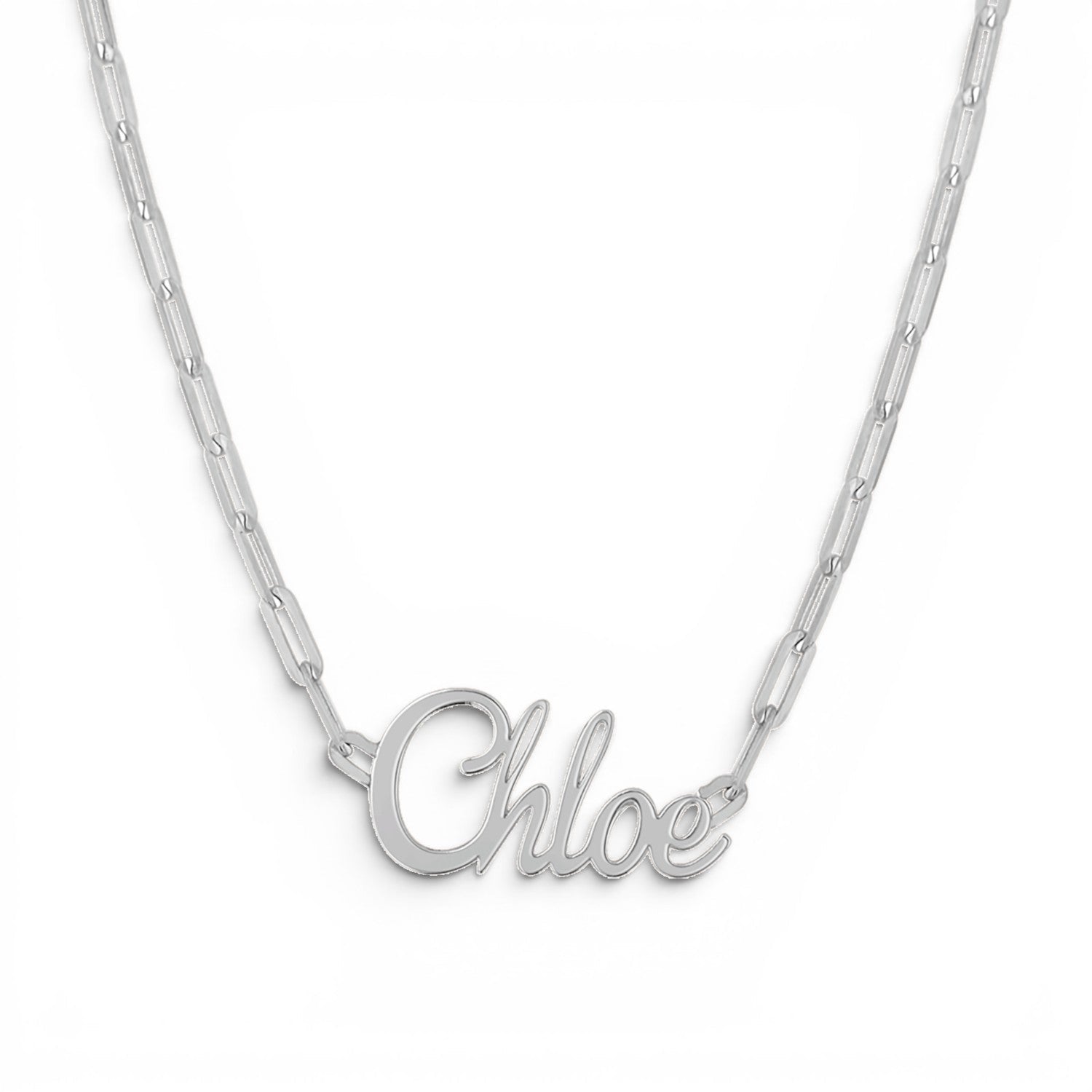 Paper Clip Script Diamond Name Necklace - Lotus Diamond