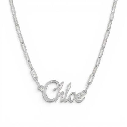 Paper Clip Script Diamond Name Necklace - Lotus Diamond