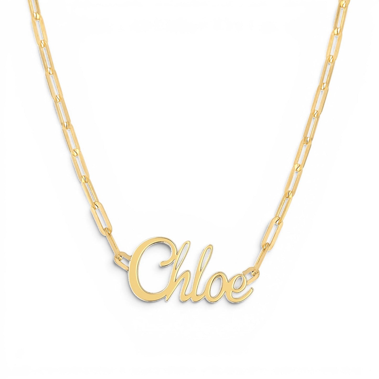 Paper Clip Script Diamond Name Necklace - Lotus Diamond