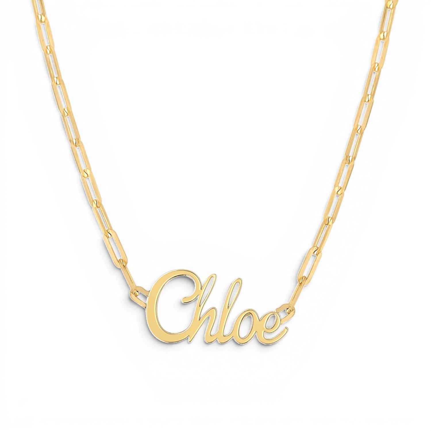 Paper Clip Script Diamond Name Necklace - Lotus Diamond