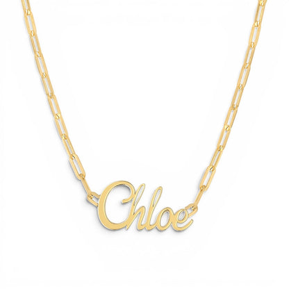 Paper Clip Script Diamond Name Necklace - Lotus Diamond