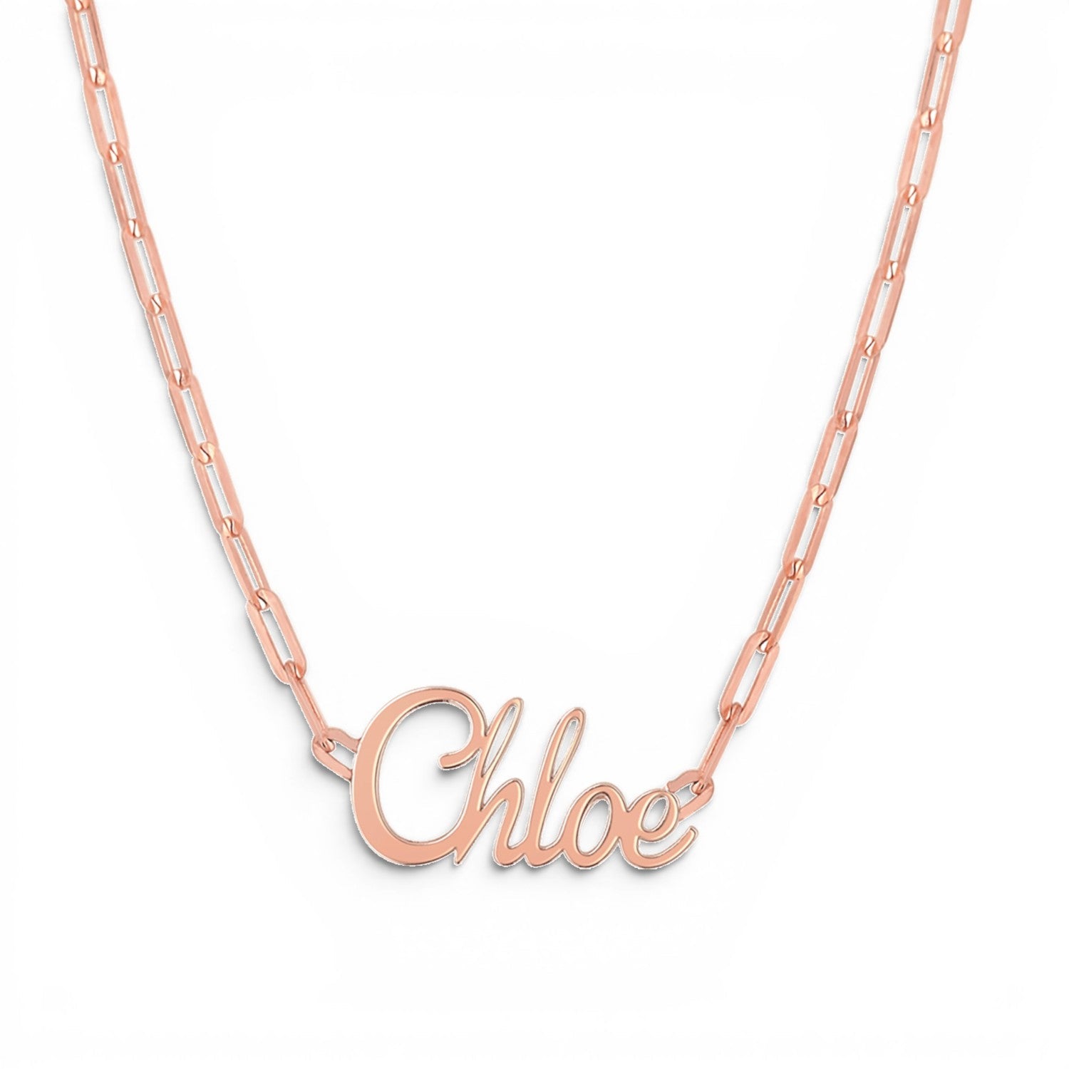 Paper Clip Script Diamond Name Necklace - Lotus Diamond