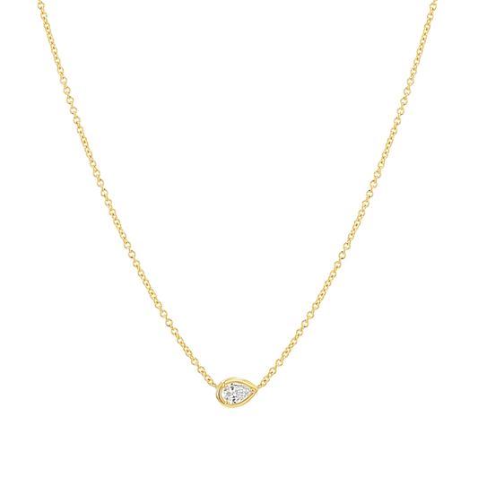 Pear Diamond Solitaire Necklace - Lotus Diamond