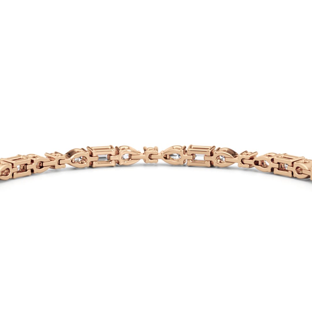 Pear, Emerald and Oval Linear Tennis Bracelet - Lotus Diamond