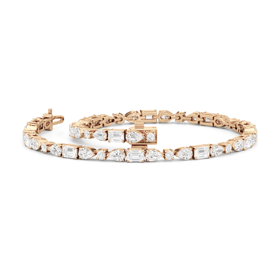 Pear, Emerald and Oval Linear Tennis Bracelet - Lotus Diamond