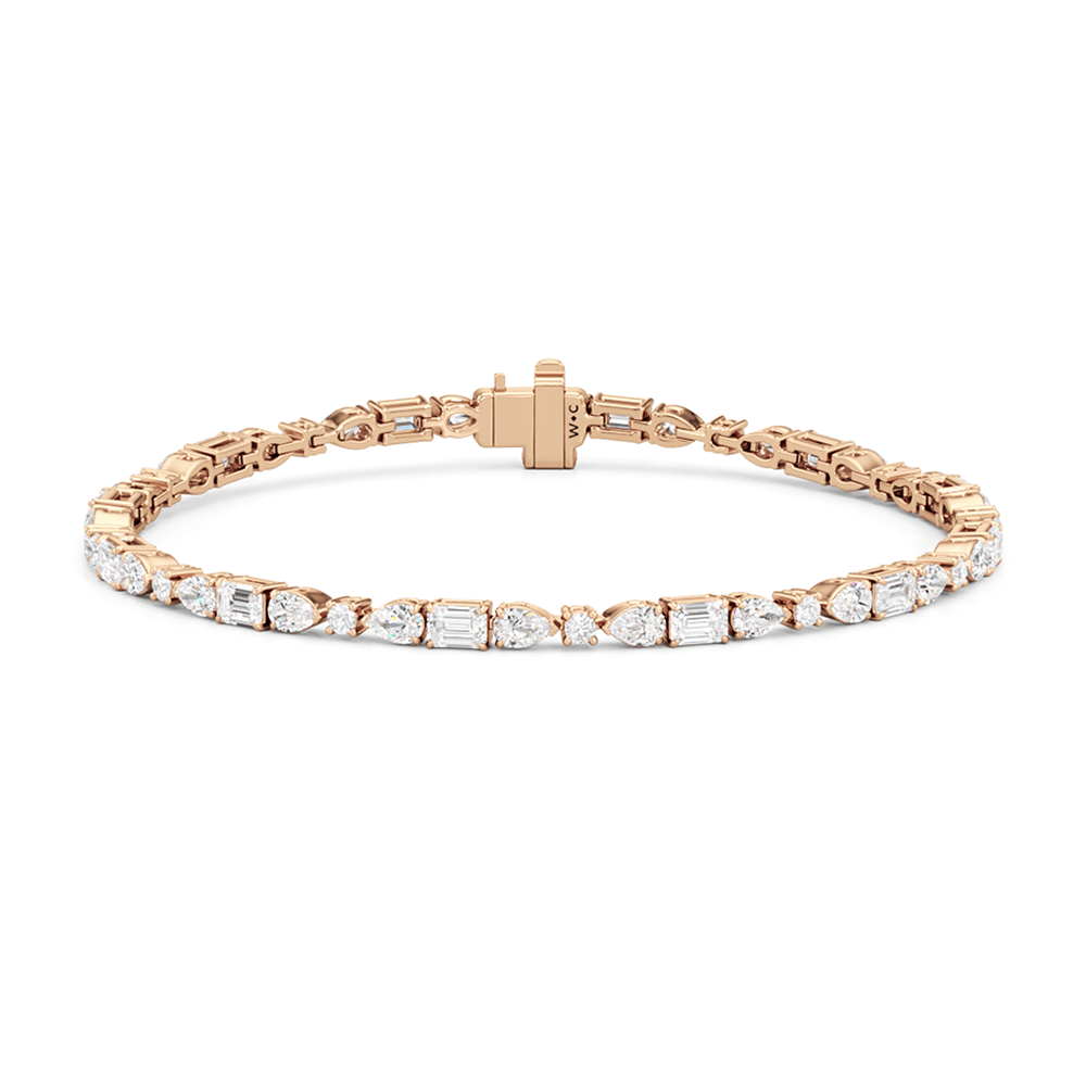 Pear, Emerald and Oval Linear Tennis Bracelet - Lotus Diamond