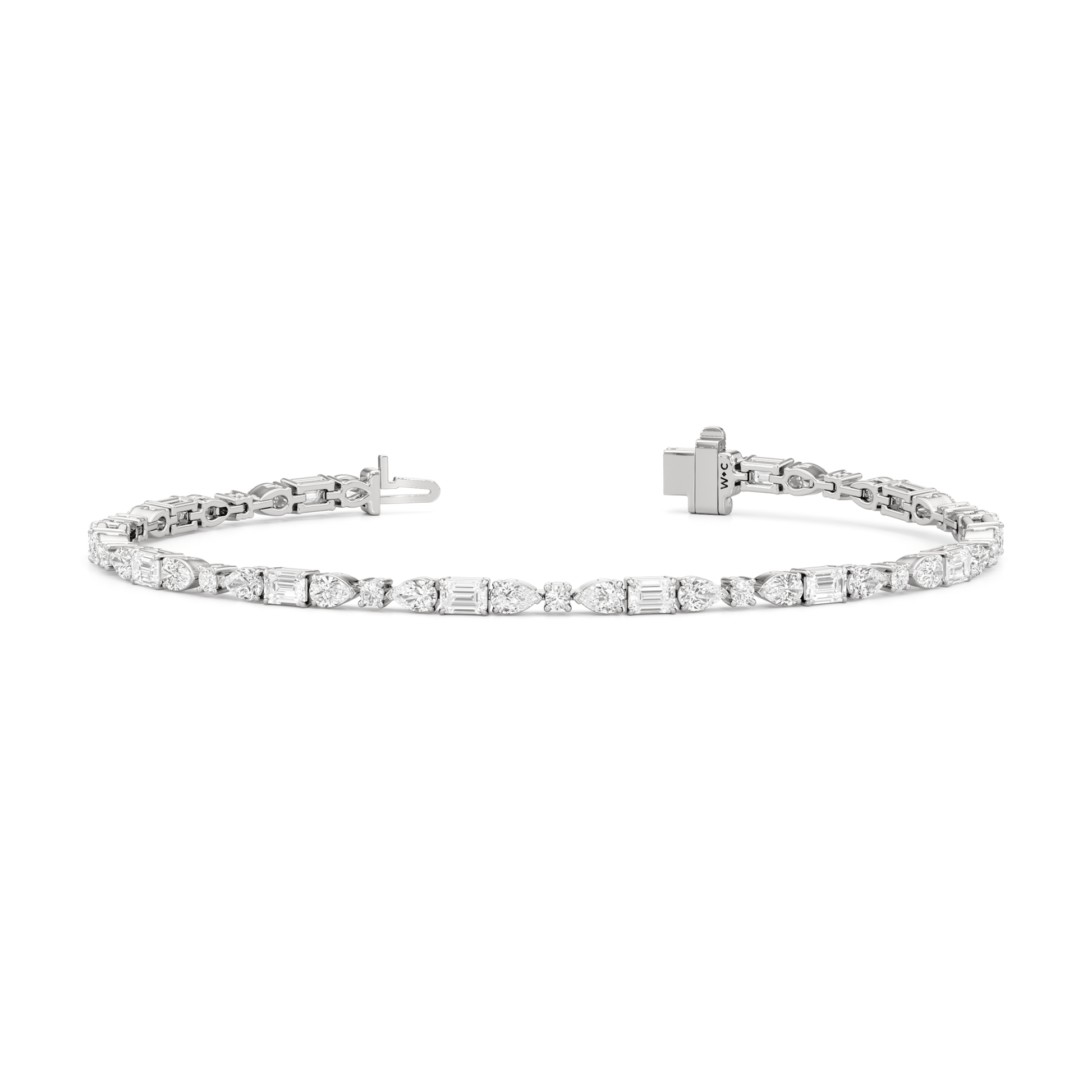 Pear, Emerald and Oval Linear Tennis Bracelet - Lotus Diamond