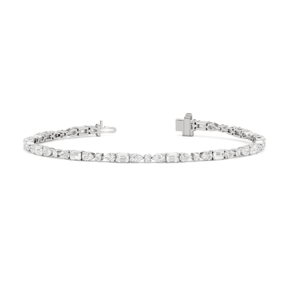 Pear, Emerald and Oval Linear Tennis Bracelet - Lotus Diamond