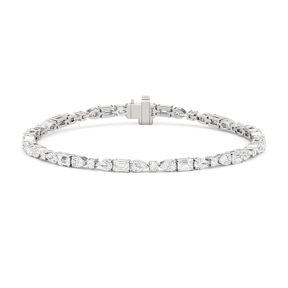 Pear, Emerald and Oval Linear Tennis Bracelet - Lotus Diamond