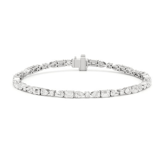 Pear, Emerald and Oval Linear Tennis Bracelet - Lotus Diamond