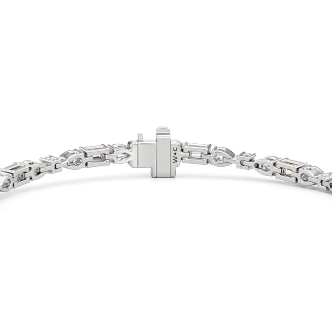 Pear, Emerald and Oval Linear Tennis Bracelet - Lotus Diamond