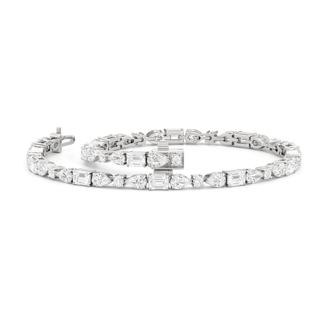 Pear, Emerald and Oval Linear Tennis Bracelet - Lotus Diamond