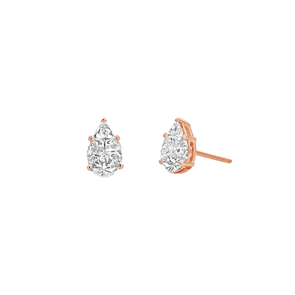Pear Shape Illusion Set Diamond Stud Earrings - Lotus Diamond